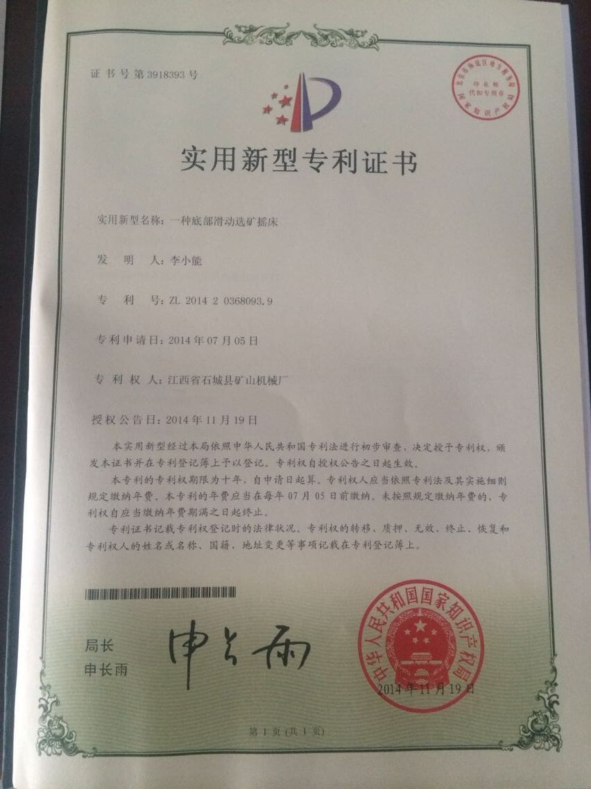 Certificate of Patent
