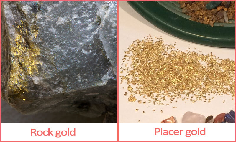 rock gold and placer gold deposit