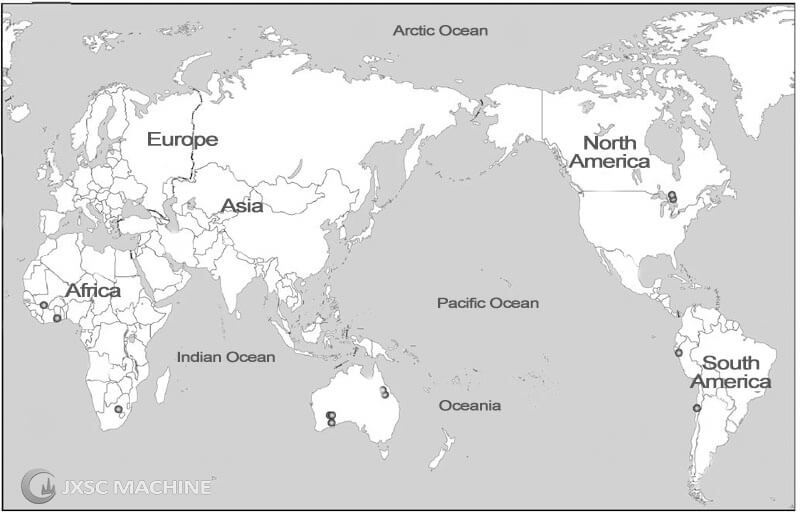 Distribución de las minas de oro de Gold Fields