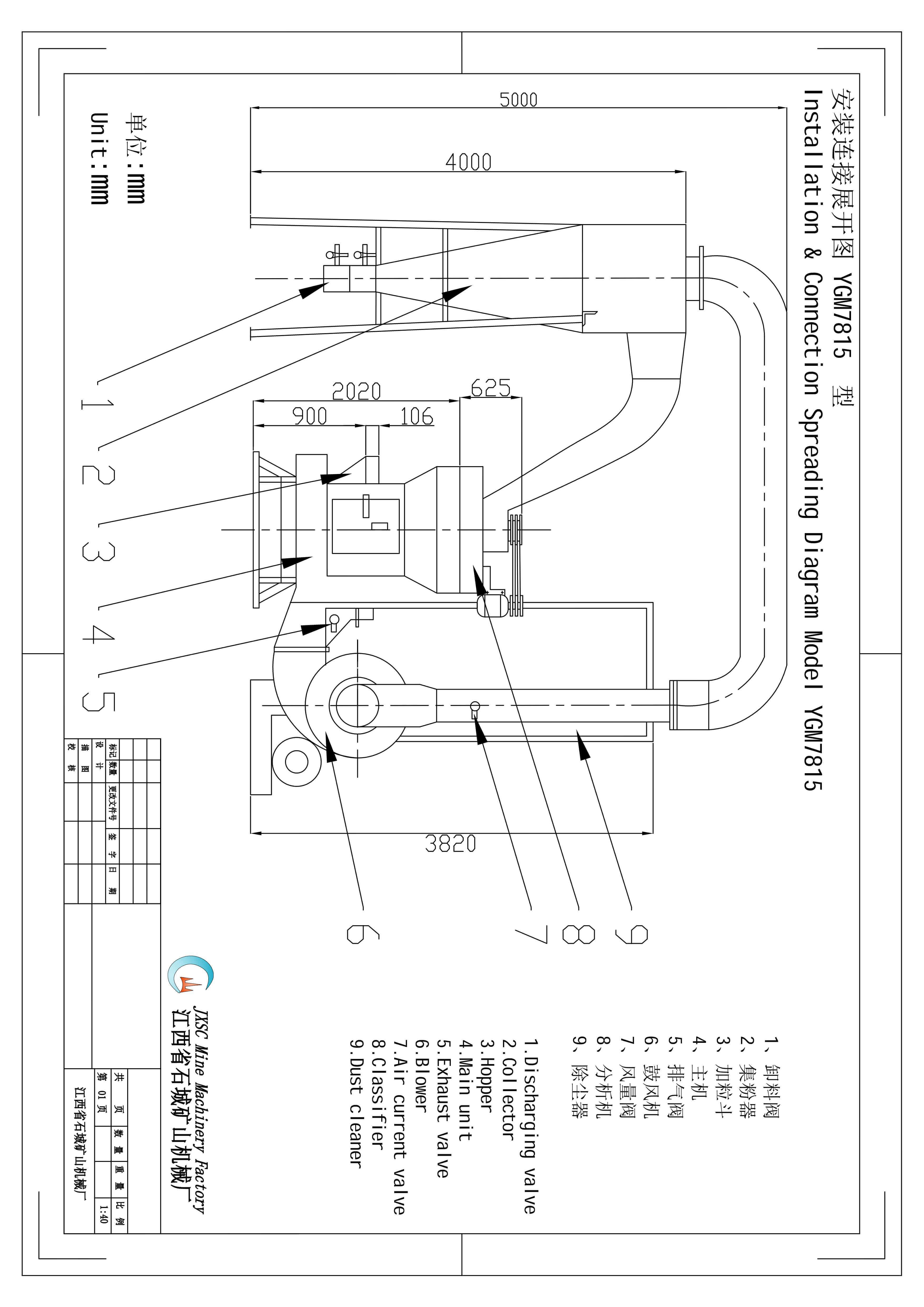 YGM7815 installation and connection spreading diagram