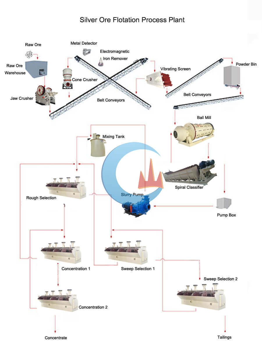 usine de traitement par flottation du minerai d'argent