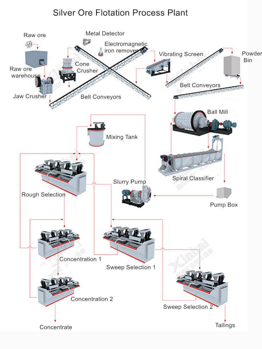 silver ore flotation process plant