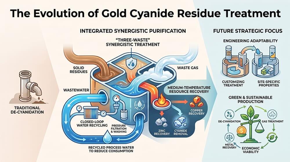 Evolution of Cyanide Residue Treatment